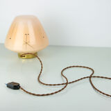 Midcentury glass & brass table lamp