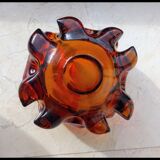 Centre de table en verre de Murano ambre ardent