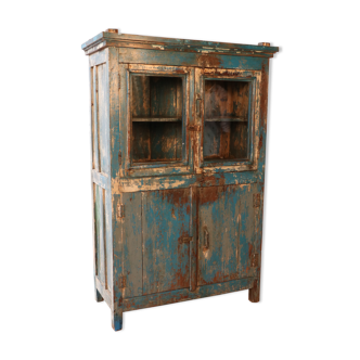Old Burmese teak vessel Blue-ecru patina