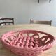 Vintage pink woven ceramic fruit basket