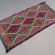 Vintage Turkish mini kilim 42x87 cm wool small kelim runner, shabby chic 2577