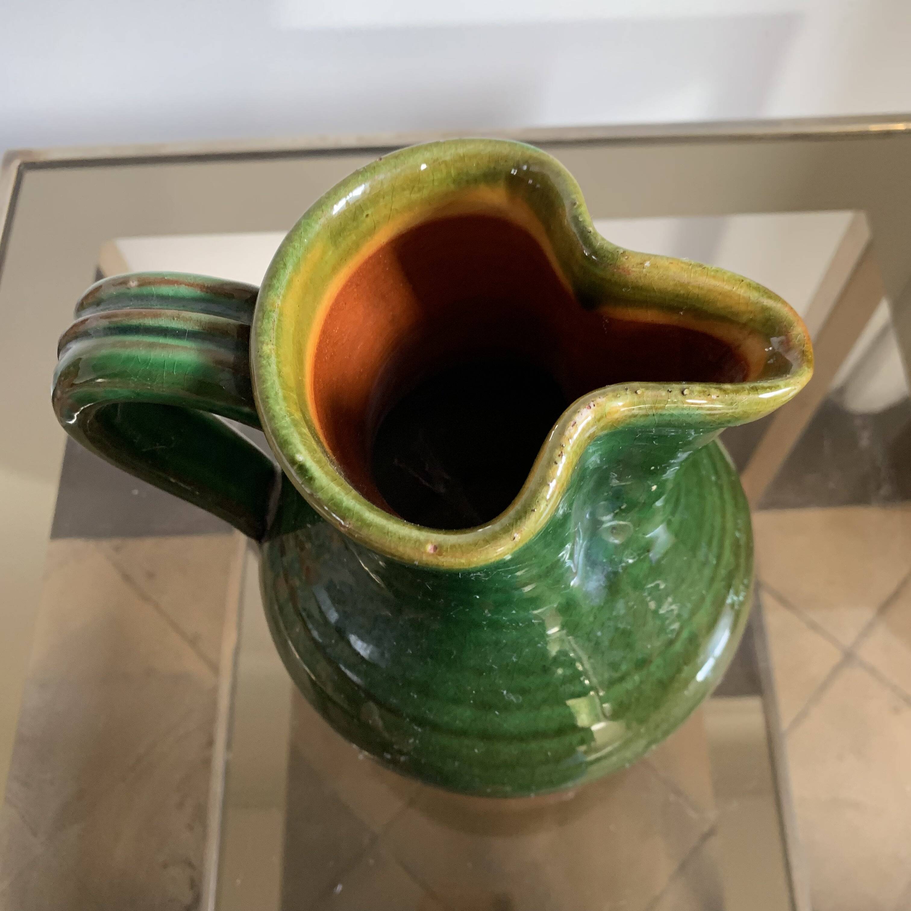 Enamelled terracotta carafe pitcher