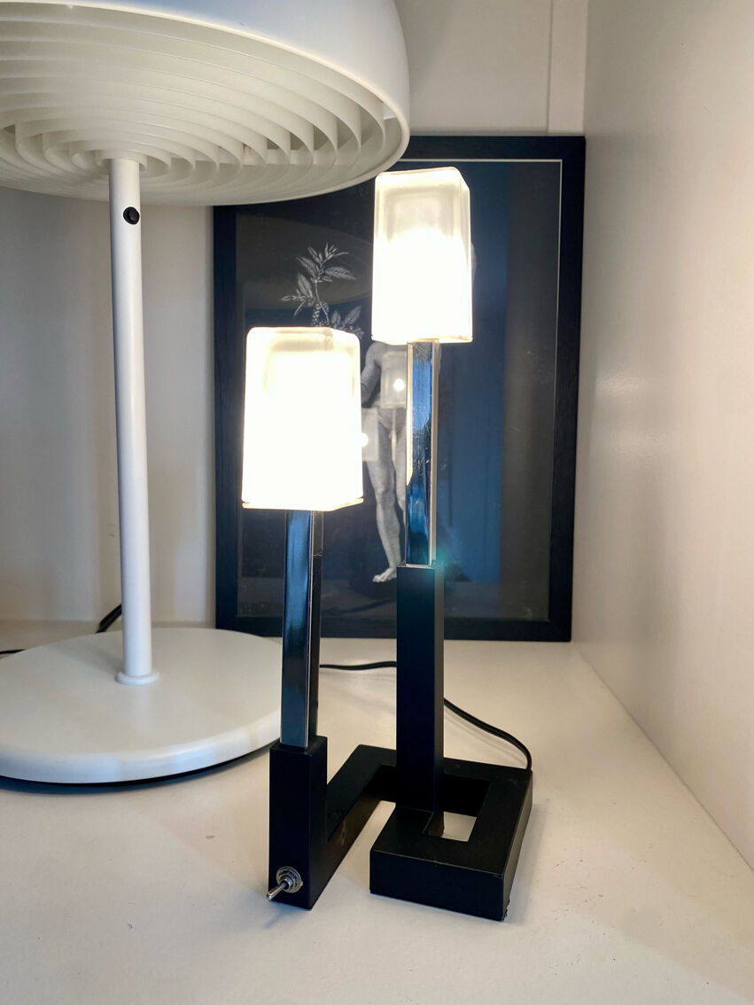 Black lamp chrome metal and glass Korsby ikea vintage | Selency