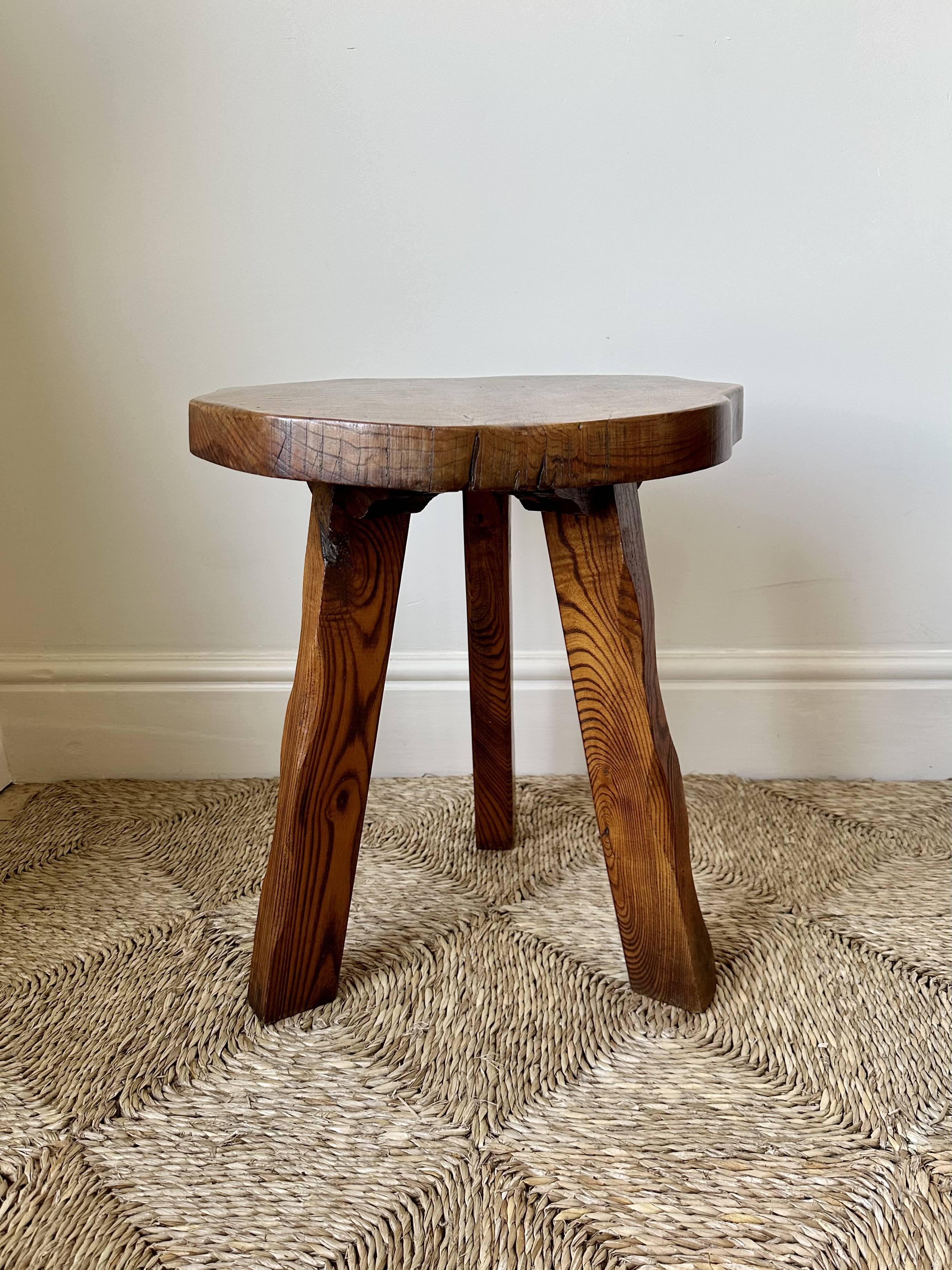 Midcentury brutalist rustic primitive side table by Wanderwood, England.