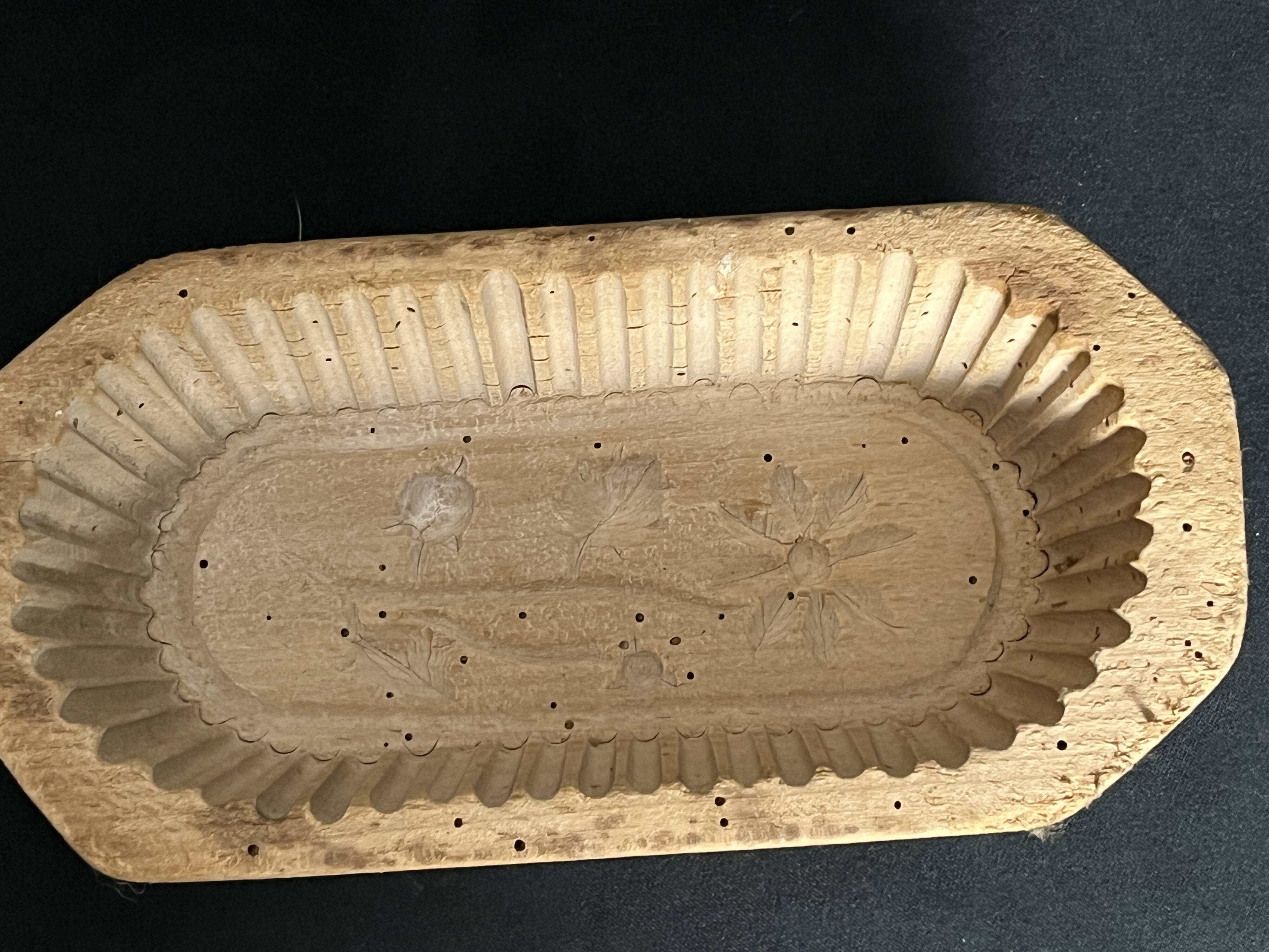 Old 19th century fluted wooden butter mold