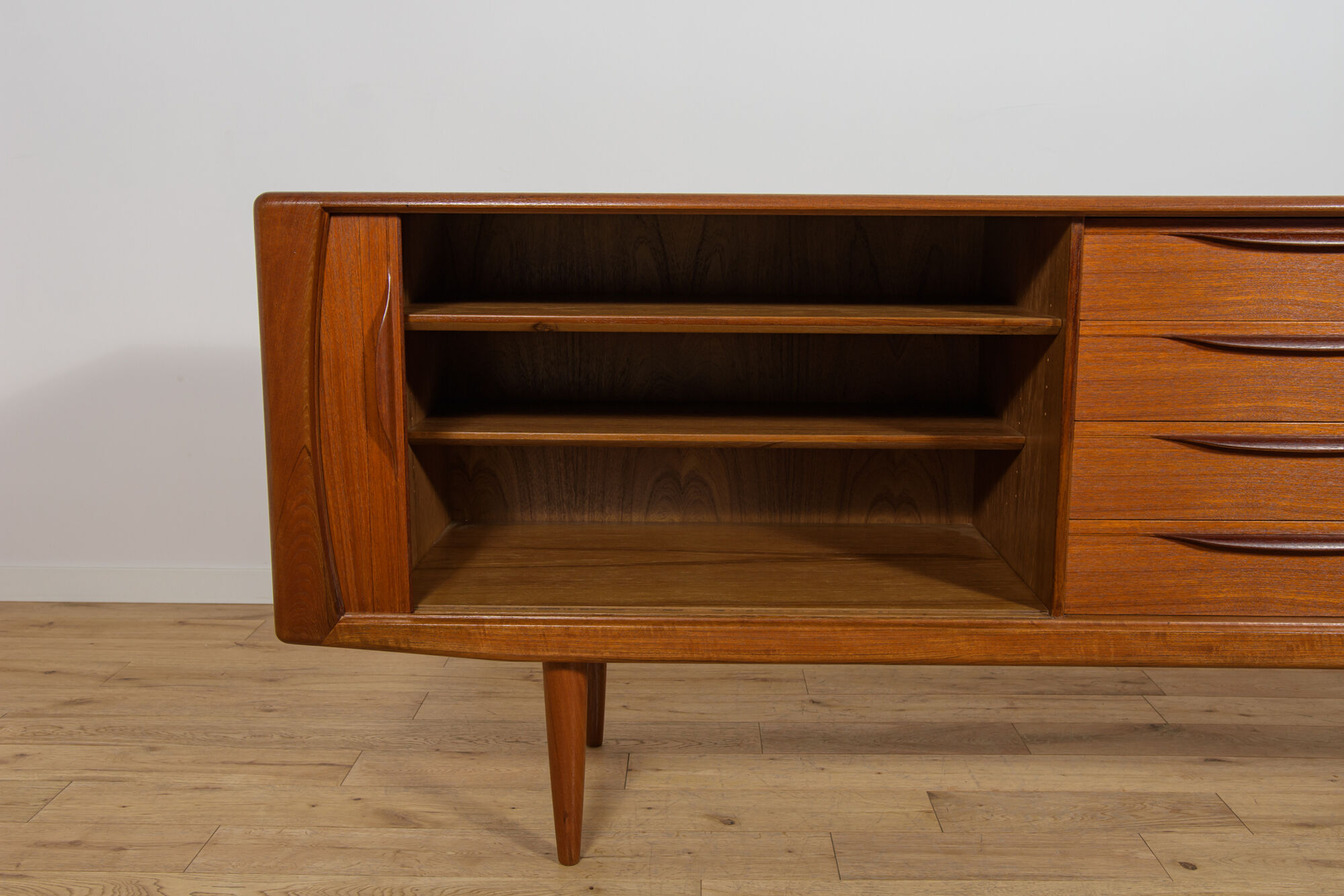 Mid-Century Large Teak Tambour Door Sideboard, Denmark, 1960s