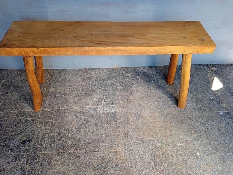 Bench 100 cm old solid wood patinated