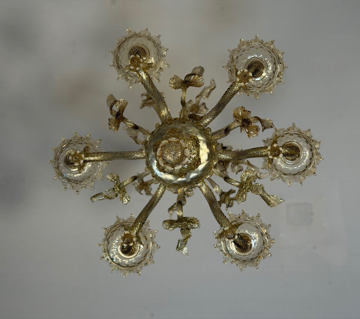 Venetian glass chandelier from Murano, green, circa 1920.