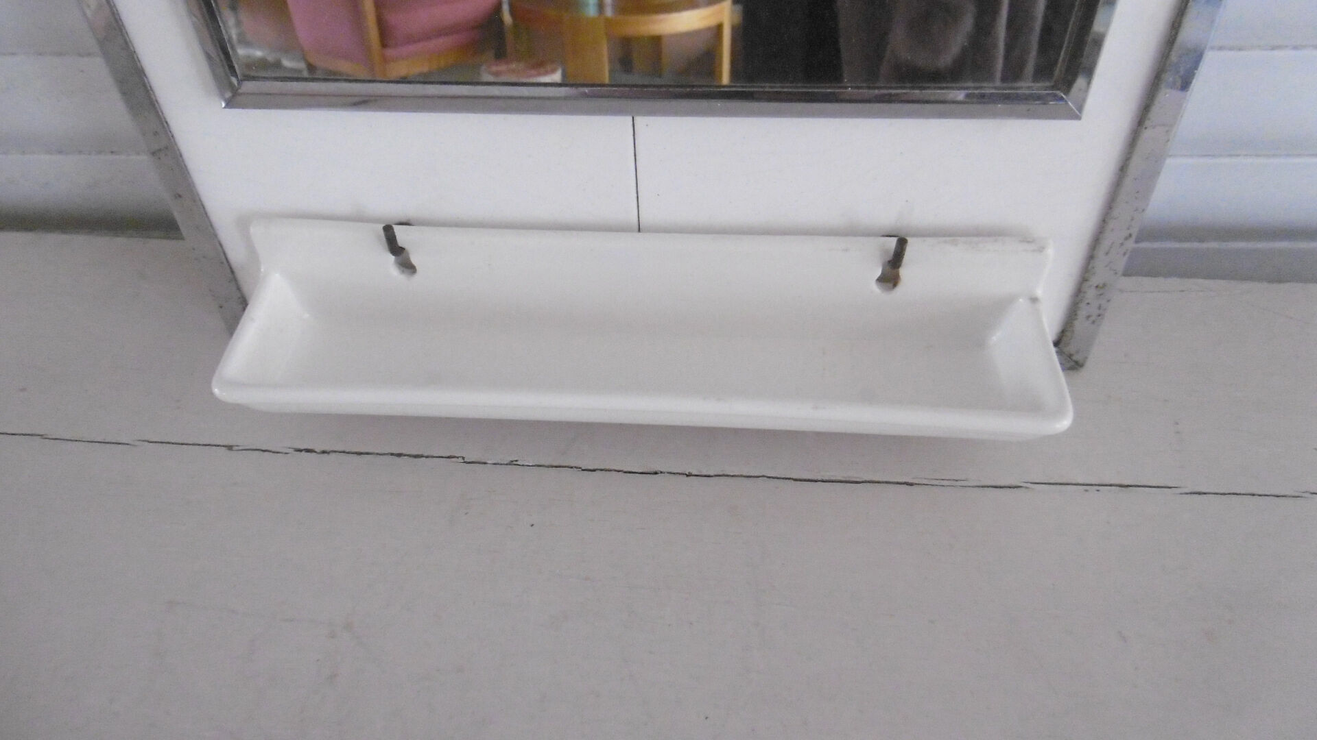 Wall mirror art deco - chrome and faience villeroy boch