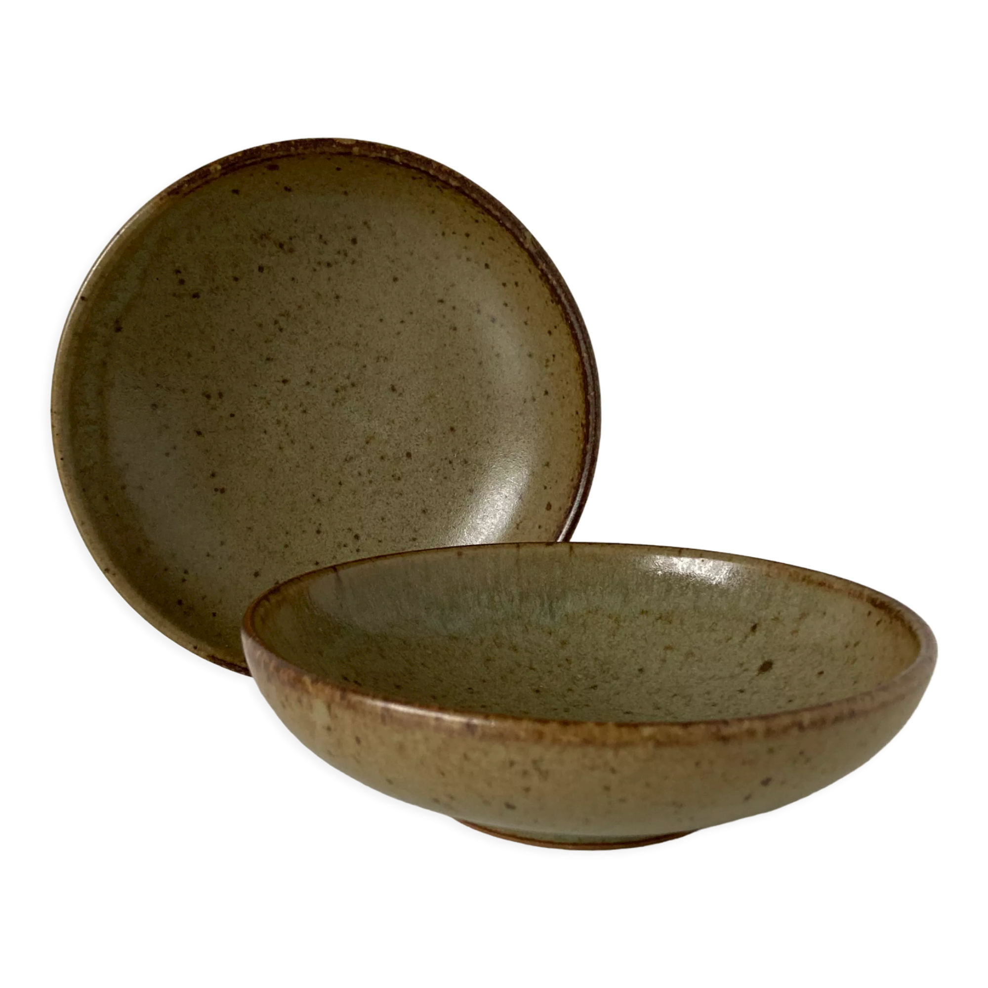 Beautiful pair of Japanese cups or bowls in Taizé stoneware