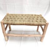 Handcrafted wooden and esparto bench - Rustic Moroccan style for your home
