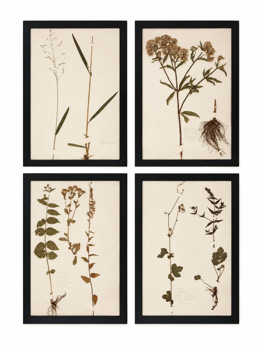 Framed old herbariums, set of 4