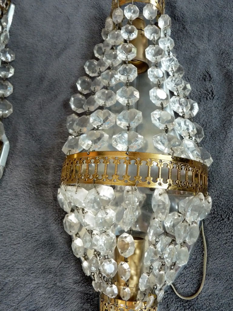 2 old hot air balloon sconces crystal grapevines 2 lights