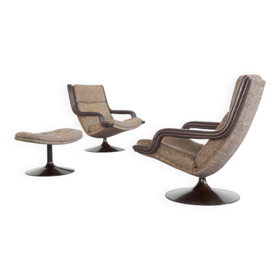 Geoffrey Harcourt, paire de fauteuils lounge F152 avec ottomane pour Artifort, 1975