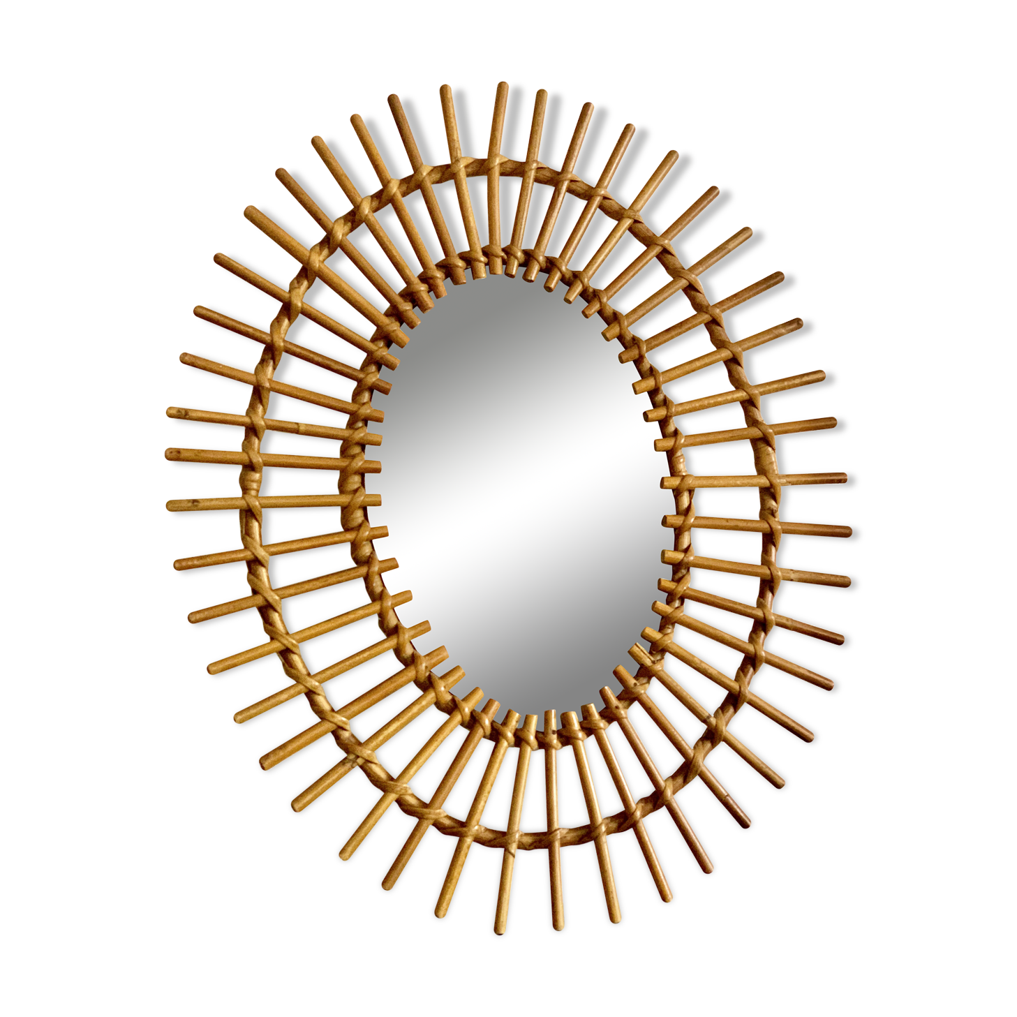 Old vintage rattan mirror 44x54cm