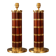 Pair of wooden and brass table lamps, French classic style.