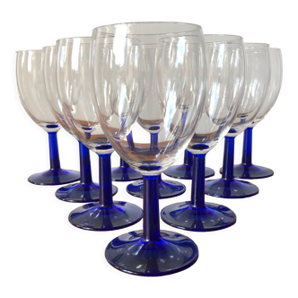 Verres à pieds vintage bleus cobalt