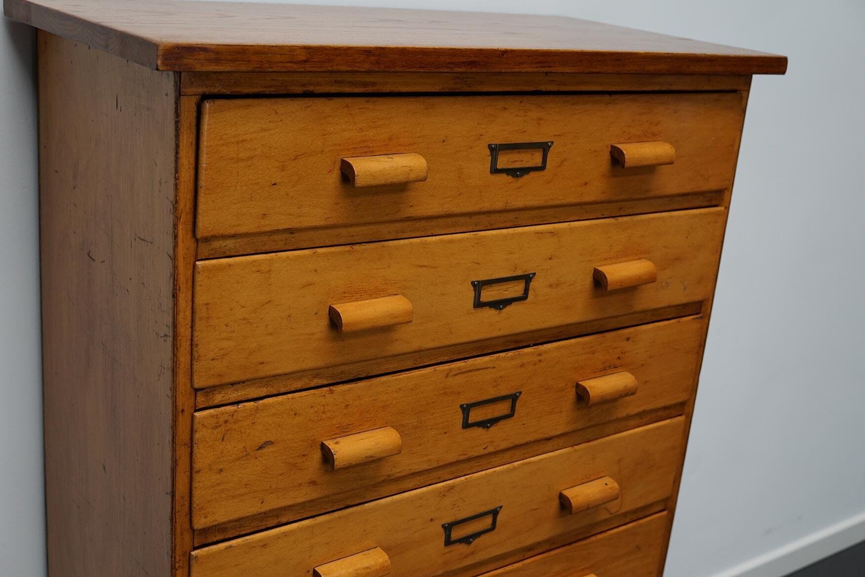 German beech industrial apothecary cabinet, mid-20th century