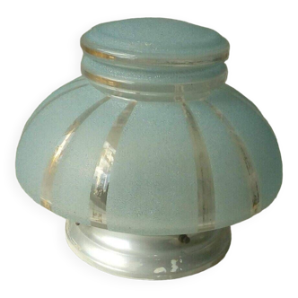 Blue granite glass ceiling light with art deco aluminum support