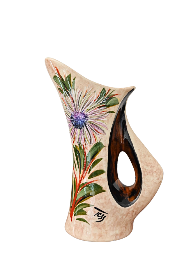 Vintage Vallauris Vase Atelier Tess - Handcrafted Thistle Decor