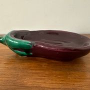 Old Vallauris aubergine ceramic vintage empty pocket bowl