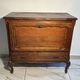 Louis XV style oak TV cabinet with drop-down flap.