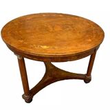 Antique round marquetry Empire table from the early 19th century