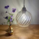 Vintage amber glass globe pendant light