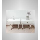 Pair of vintage bedside tables with compass feet