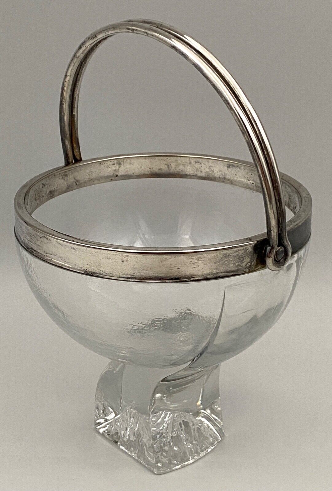 Ice bucket silver metal crystal block 1970