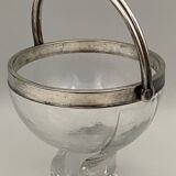 Ice bucket silver metal crystal block 1970