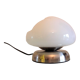 Bedside lamp in white opaline and chromed metal, 70s-80s