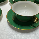 Service 14 cup and saucer in Art Deco Emerald Green and Gold.