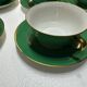 Service 14 Tasse et sous-tasse à Bouillon Art-Deco Vert Émeraude et Or