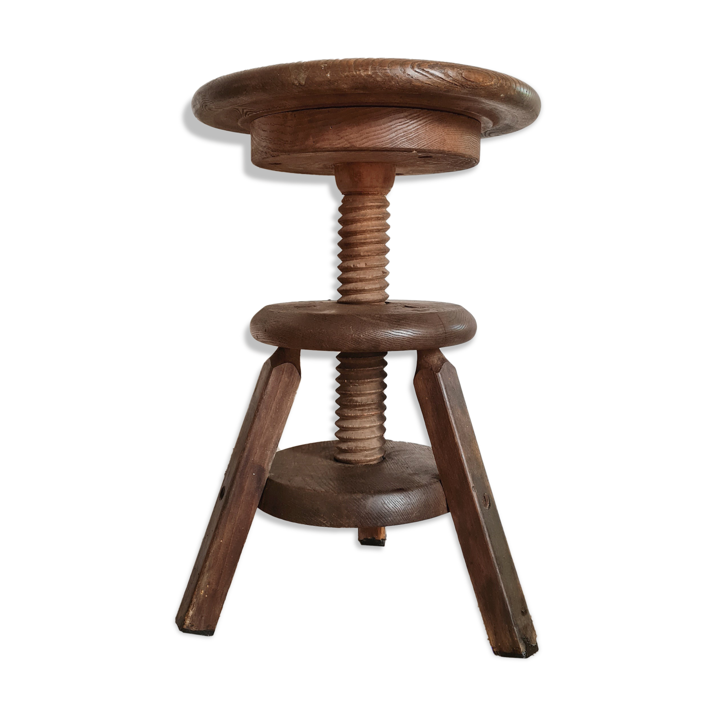 Adjustable old wooden stool