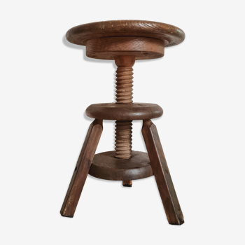 Adjustable old wooden stool