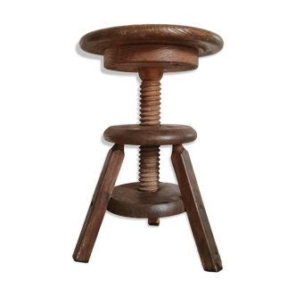 Adjustable old wooden stool