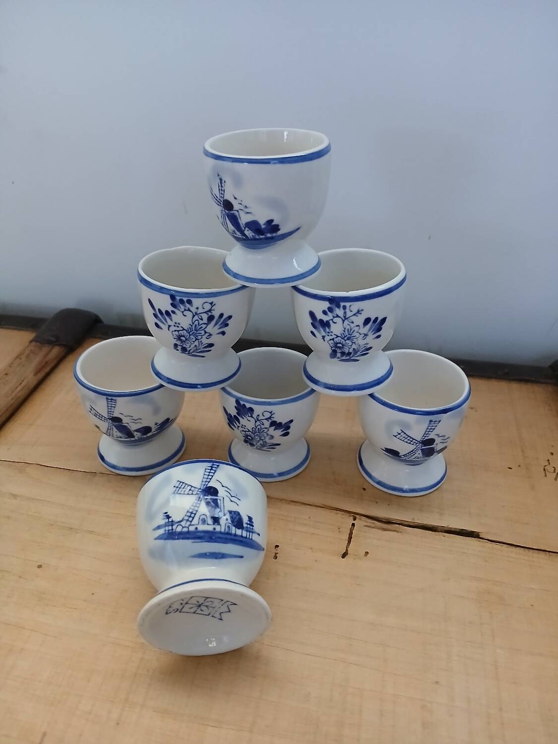 7 antique egg cups