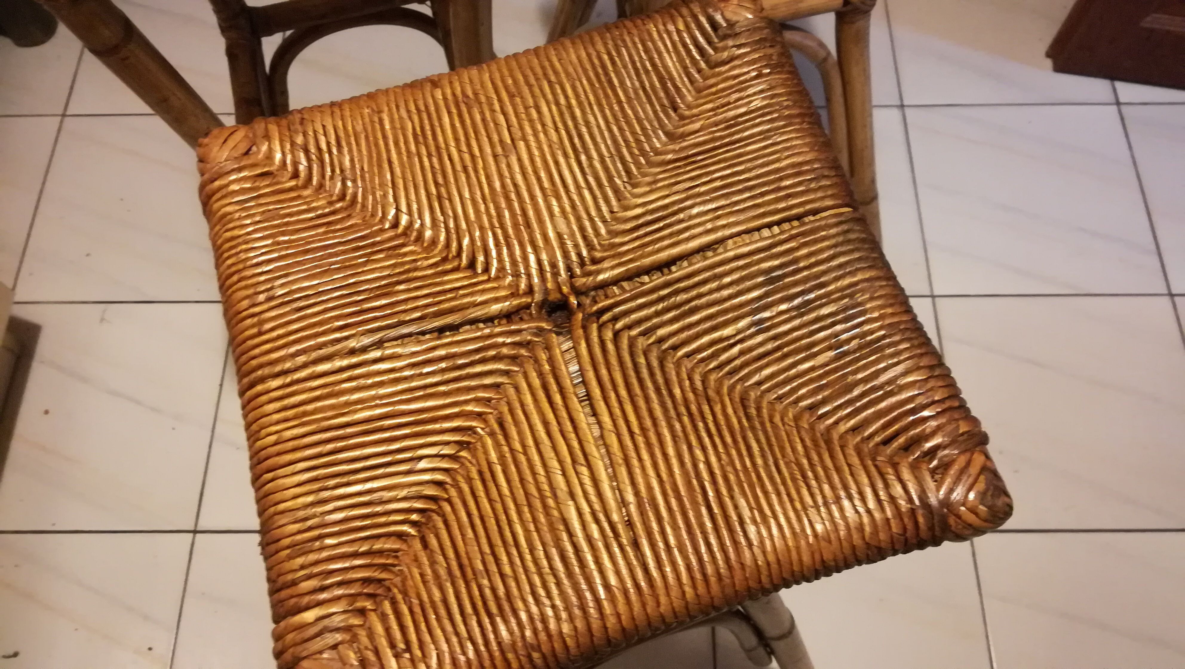 3 rattan bar stools seated mulched 1960s