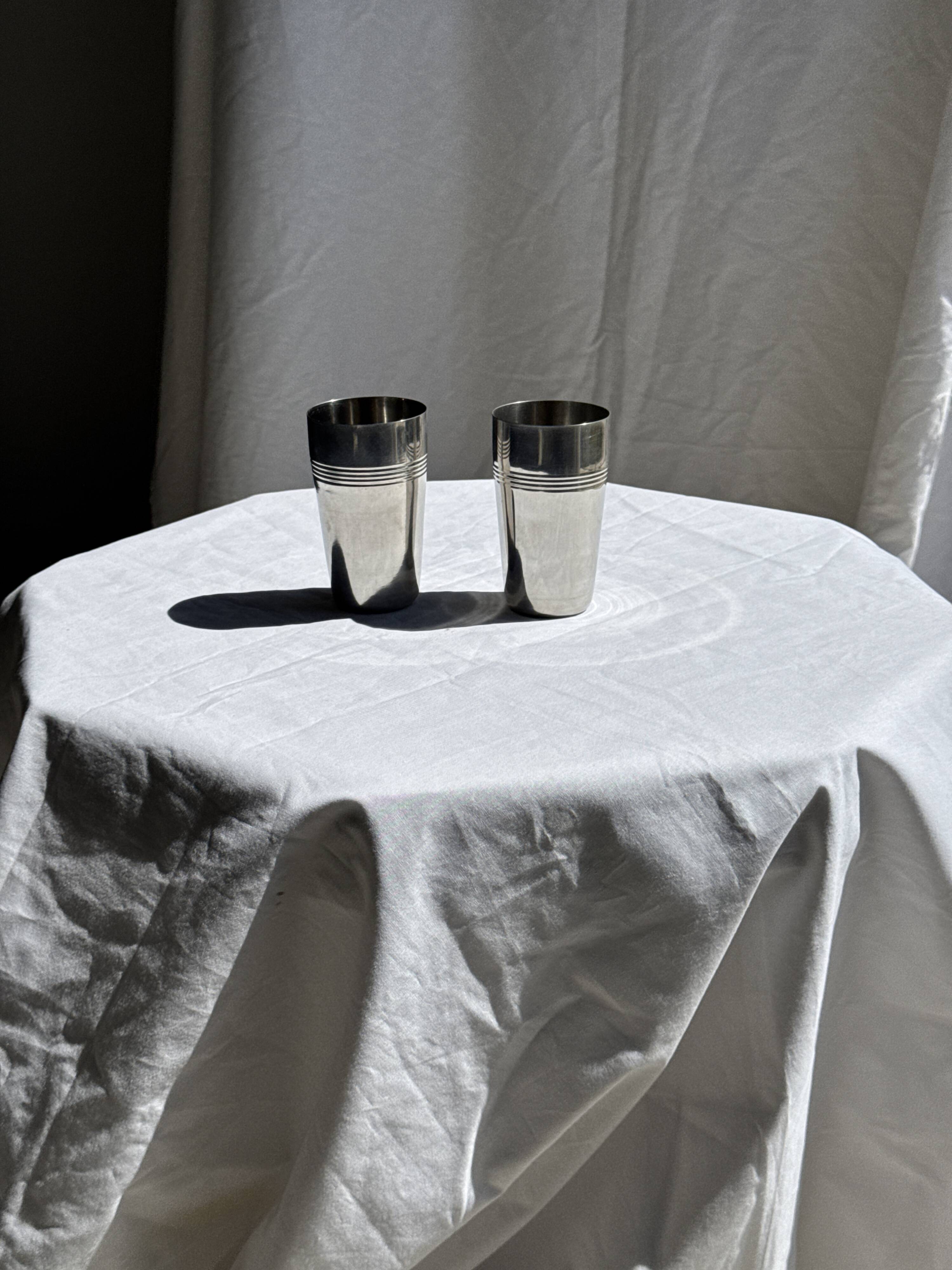 Set of 2 vintage stainless steel cups H12 D7