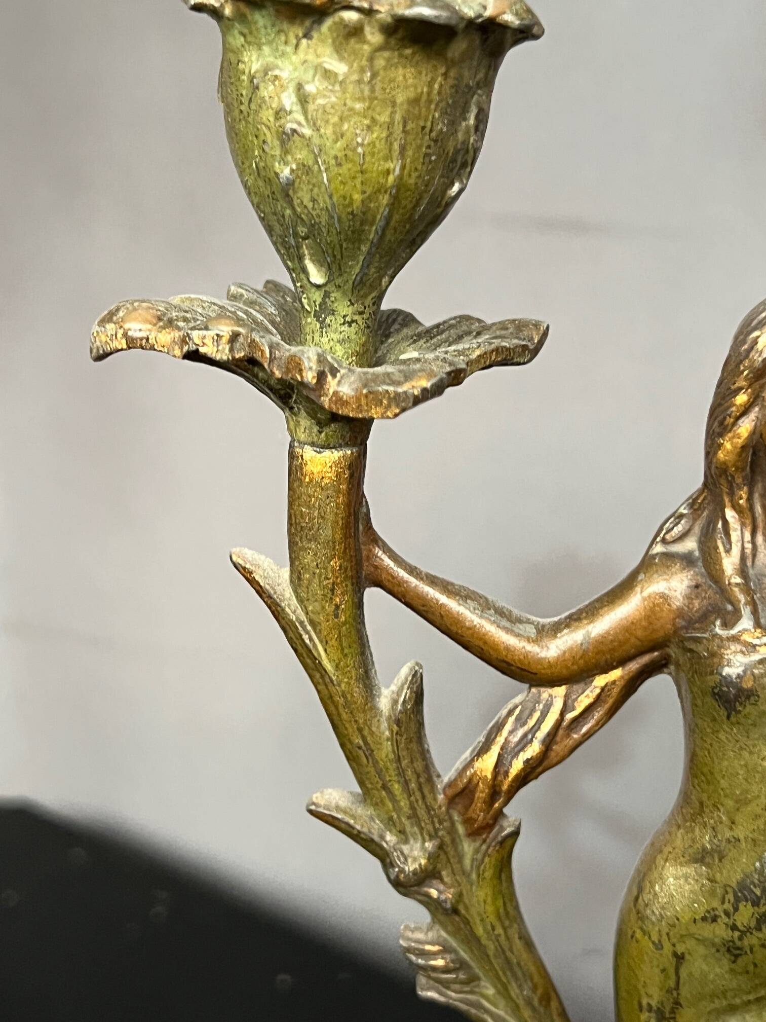 Pair of antique Art Nouveau candlesticks.