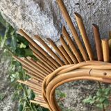 Vintage rattan sun mirror
