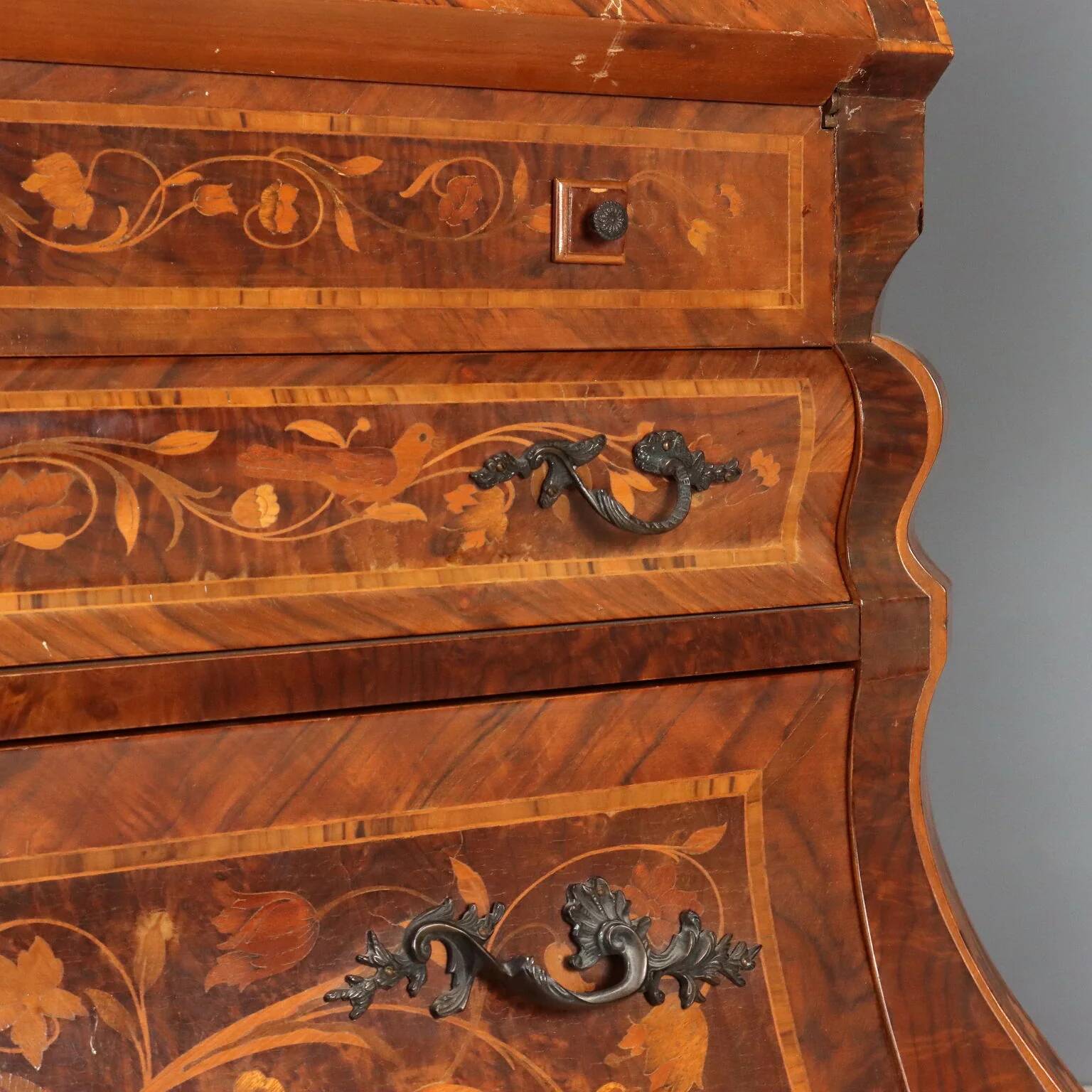 Dutch style desk with floral inlays