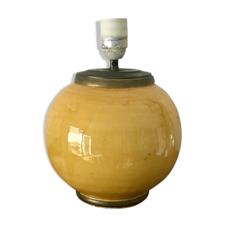Ancient ceramic and brass lamp foot