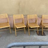 Series of 4 Scandinavian folding chairs 70s