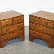 Vintage Military Campaign Brass Bedside Tables, Set of 2