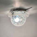 Vintage Space Age UFO Flush Mount Light Fixture with Spotted Glass Shade, 1960s
