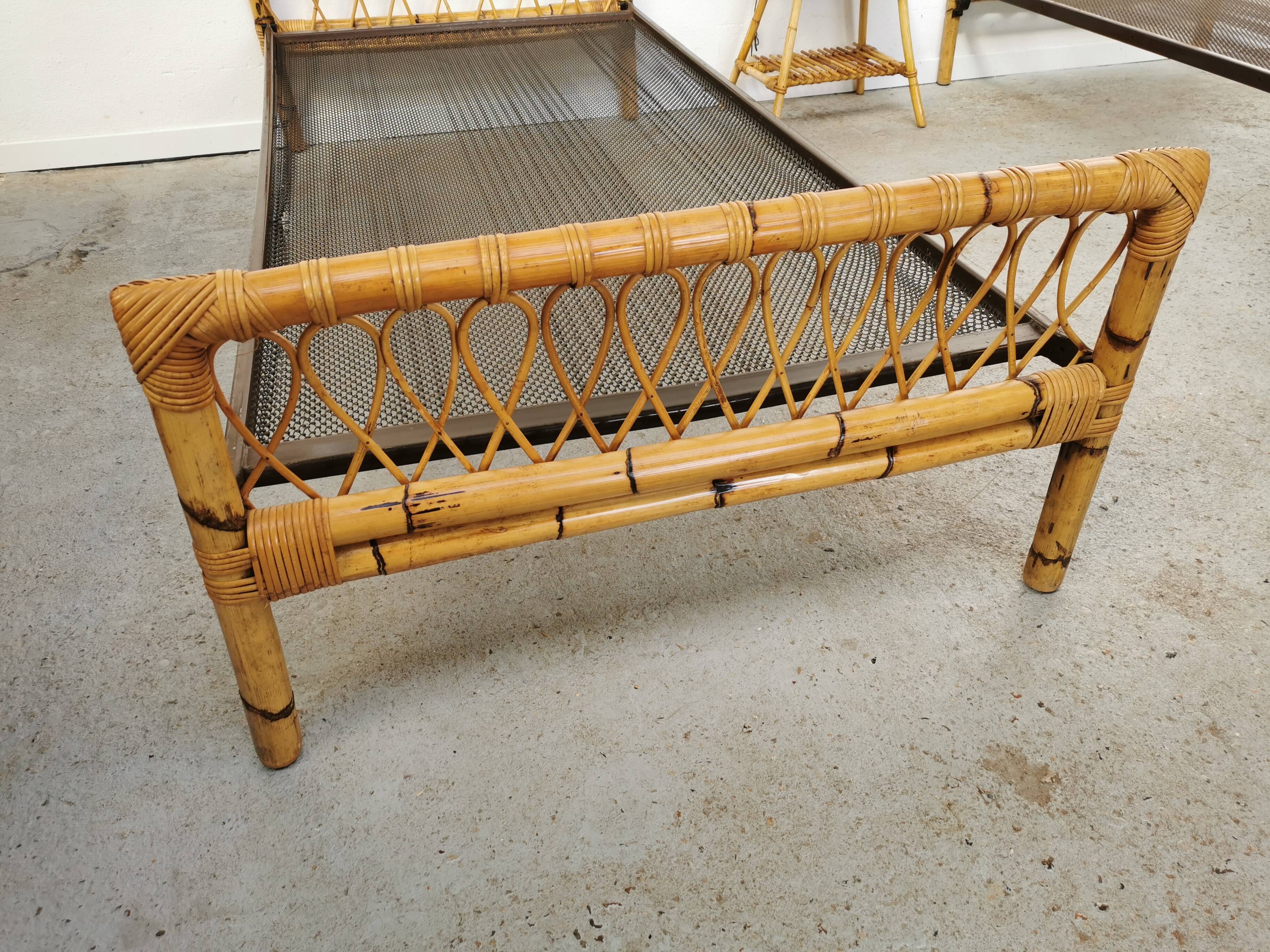 Pair of vintage rattan twin bed