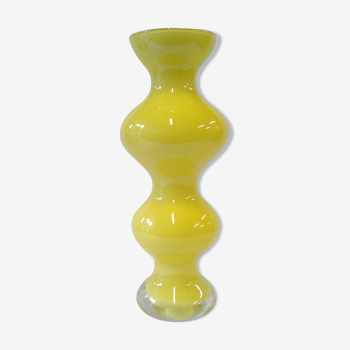 Vase verre jaune
