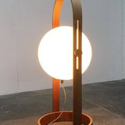 Swiss space-style floor lamp made of plastic and plywood from the 1960s.